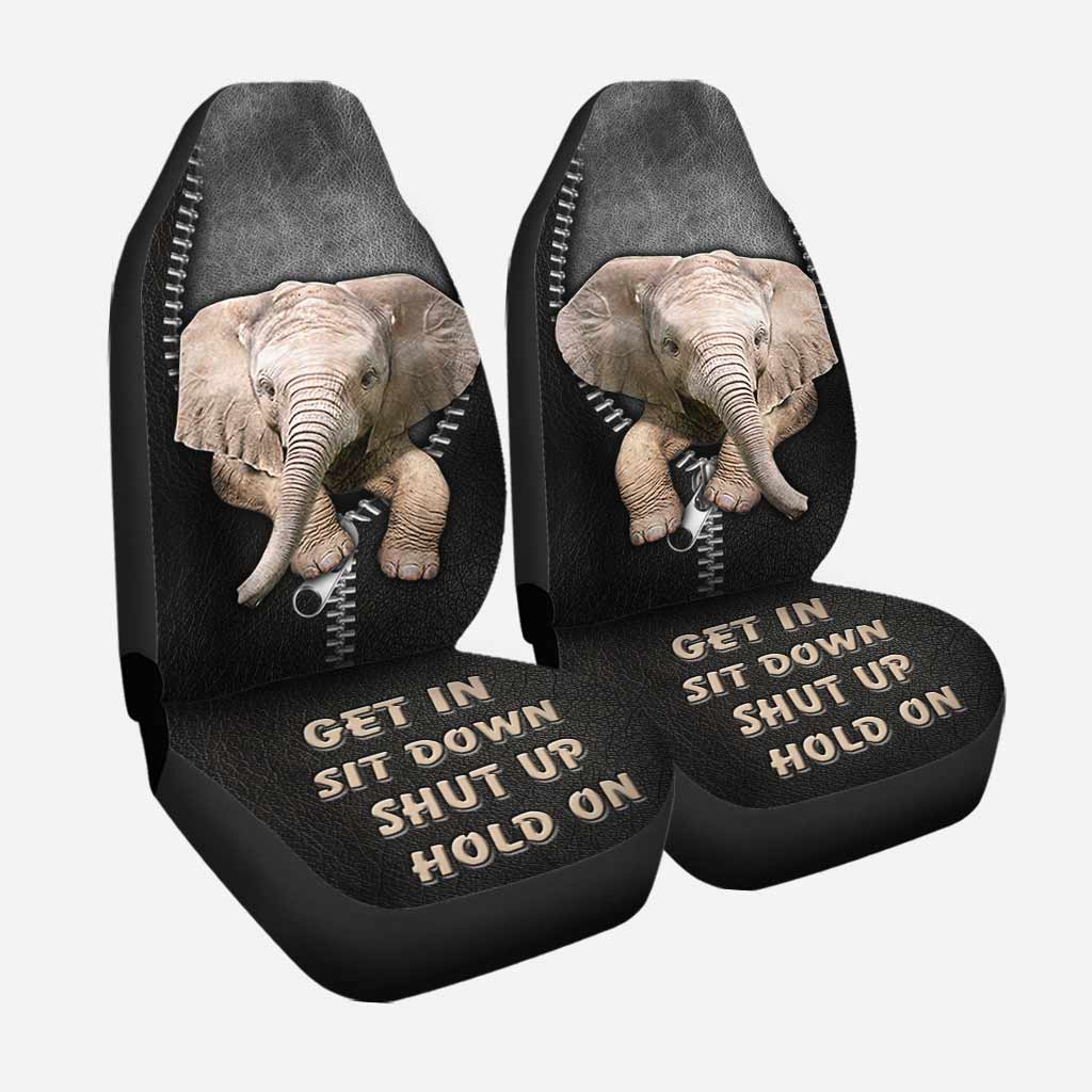 Get In Sit Down Shut Up Hold On - Elephant Seat Covers With Leather Pattern Print