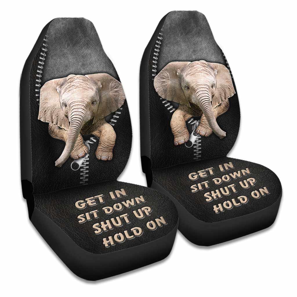 Get In Sit Down Shut Up Hold On - Elephant Seat Covers With Leather Pattern Print
