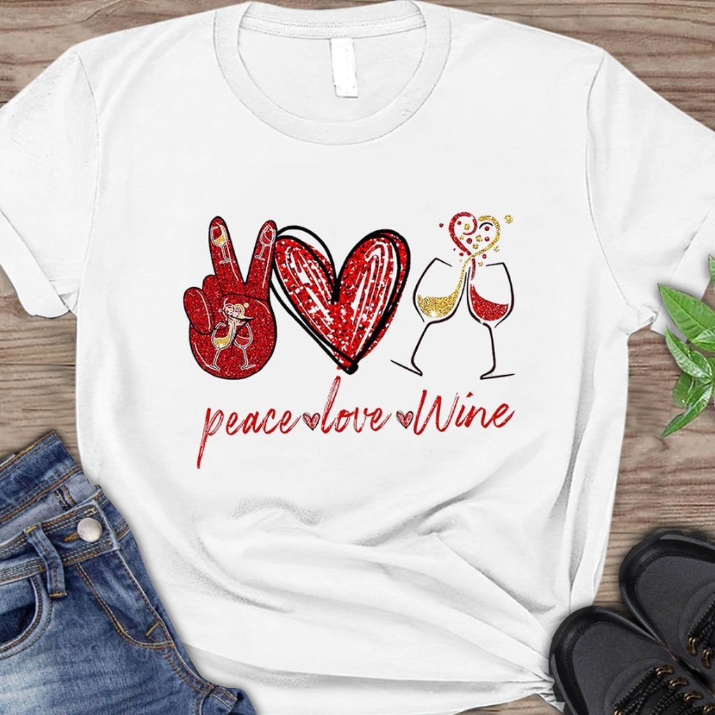 Peace Love Wine T-shirt And Hoodie 062021