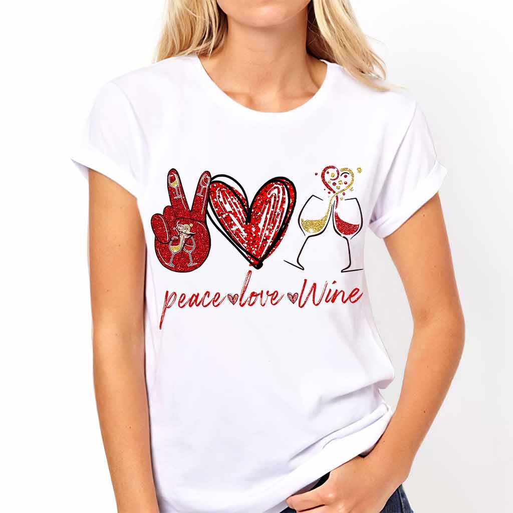 Peace Love Wine T-shirt And Hoodie 062021