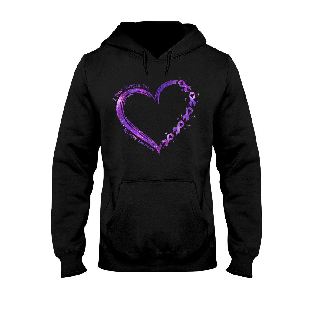 I Wear Purple For Someone I Love Heart - Epilepsy Awareness Personalized T-shirt And Hoodie