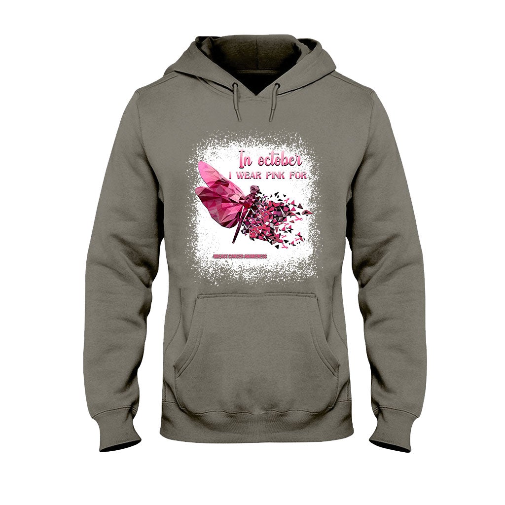In October I Wear Pink Dragonfly Polygonal - Breast Cancer Awareness Personalized T-shirt And Hoodie