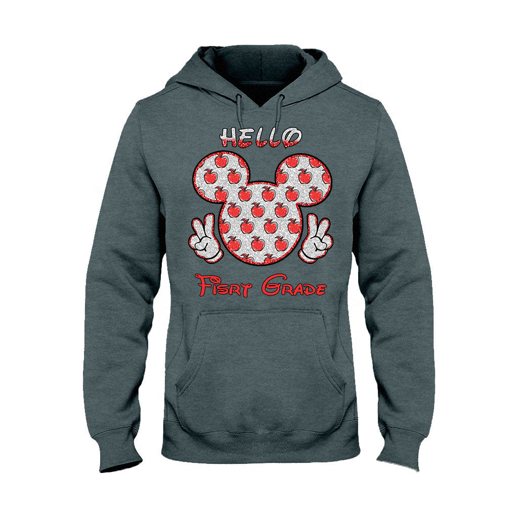 Hello School - Personalized Teacher T-shirt and Hoodie With Faux Glitter Print