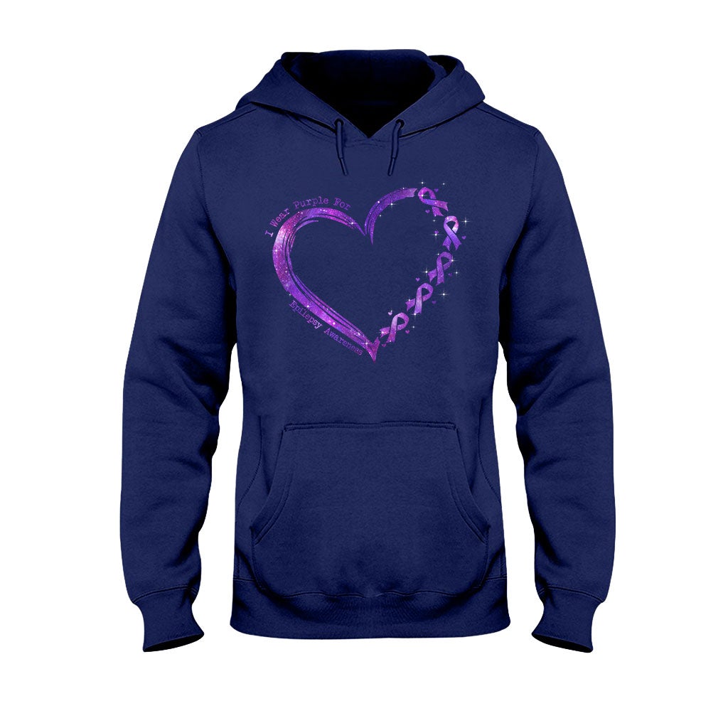 I Wear Purple For Someone I Love Heart - Epilepsy Awareness Personalized T-shirt And Hoodie