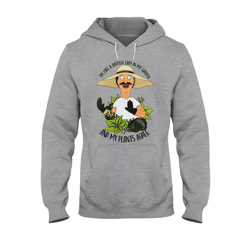 British Lady in Garden T-shirt and Hoodie
