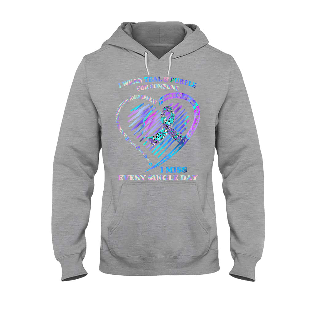 I Wear Teal And Purple - Suicide Prevention T-shirt and Hoodie