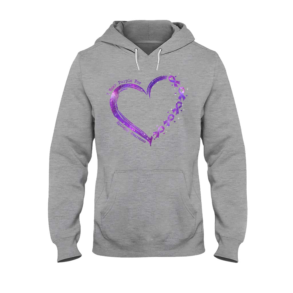 I Wear Purple For Someone I Love Heart - Epilepsy Awareness Personalized T-shirt And Hoodie
