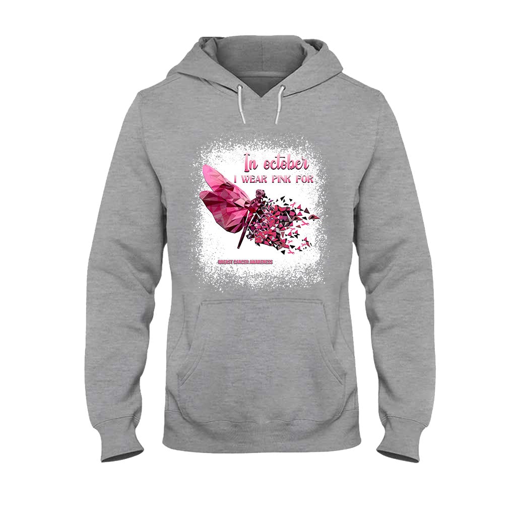 In October I Wear Pink Dragonfly Polygonal - Breast Cancer Awareness Personalized T-shirt And Hoodie