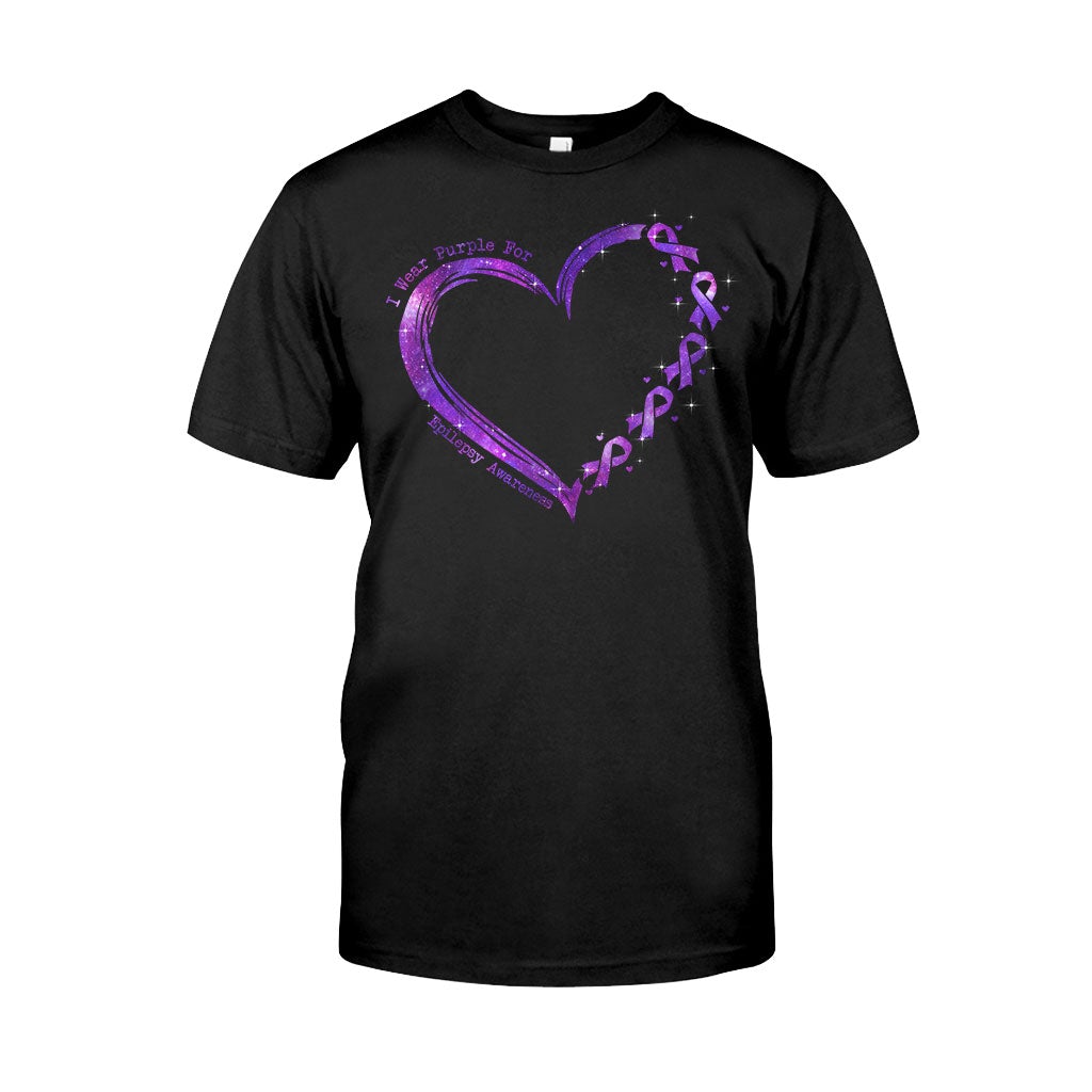 I Wear Purple For Someone I Love Heart - Epilepsy Awareness Personalized T-shirt And Hoodie