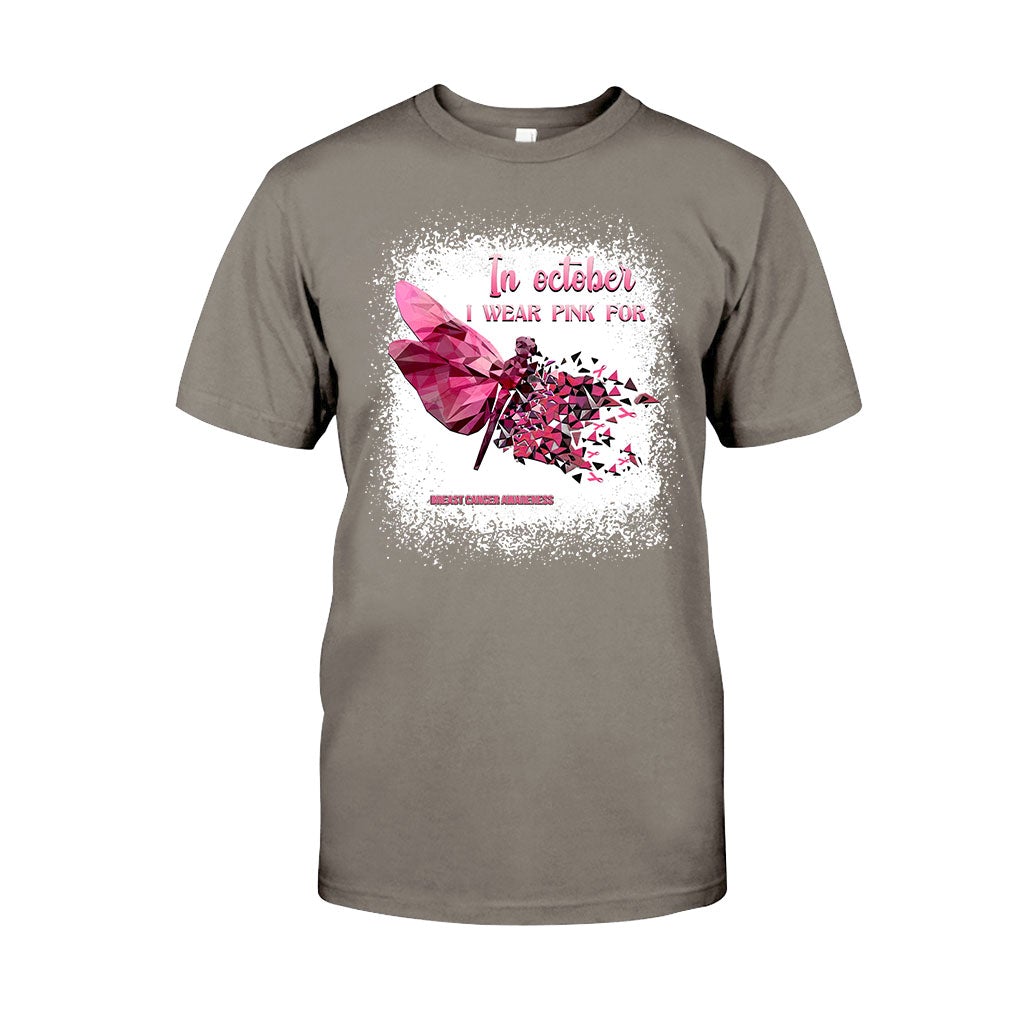 In October I Wear Pink Dragonfly Polygonal - Breast Cancer Awareness Personalized T-shirt And Hoodie