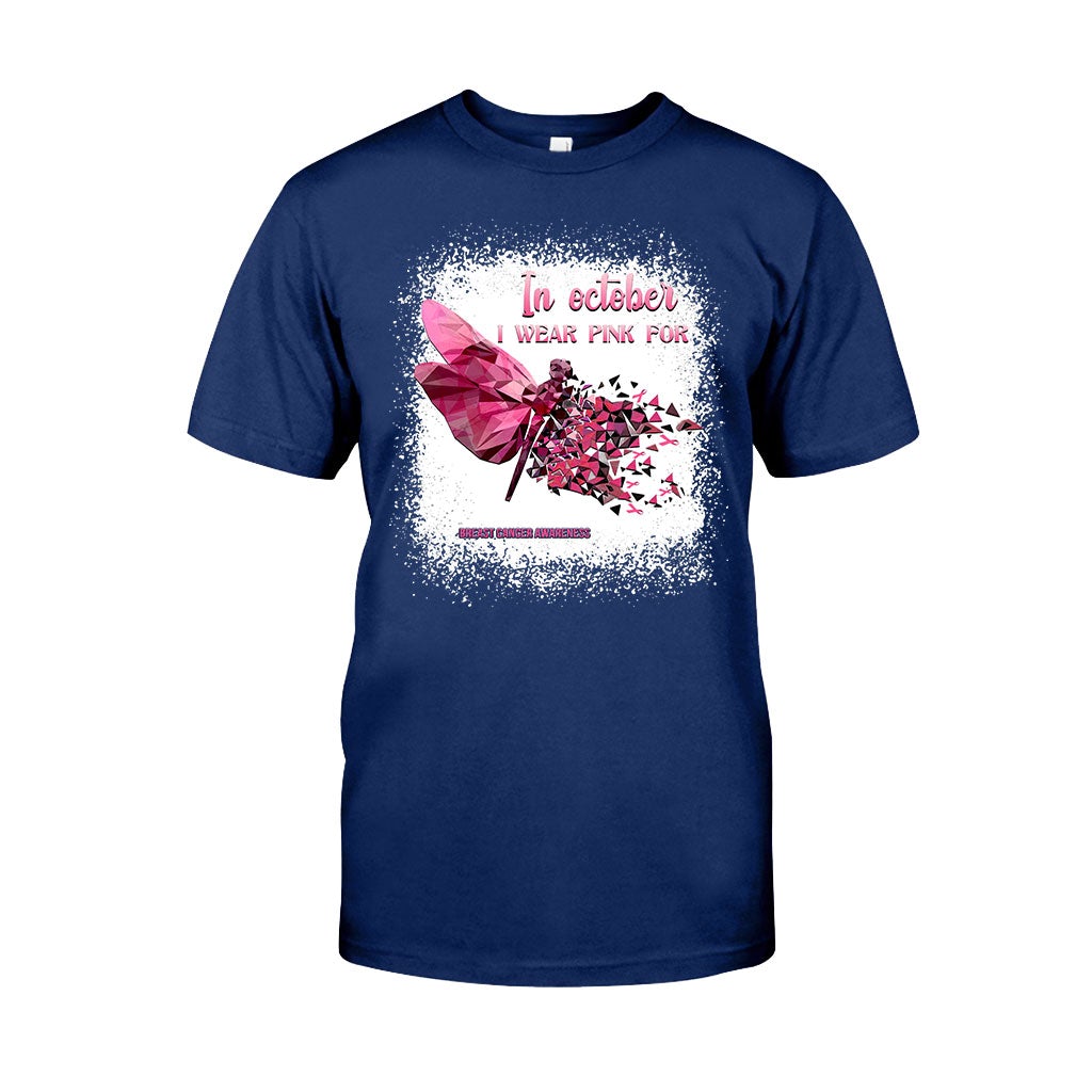 In October I Wear Pink Dragonfly Polygonal - Breast Cancer Awareness Personalized T-shirt And Hoodie