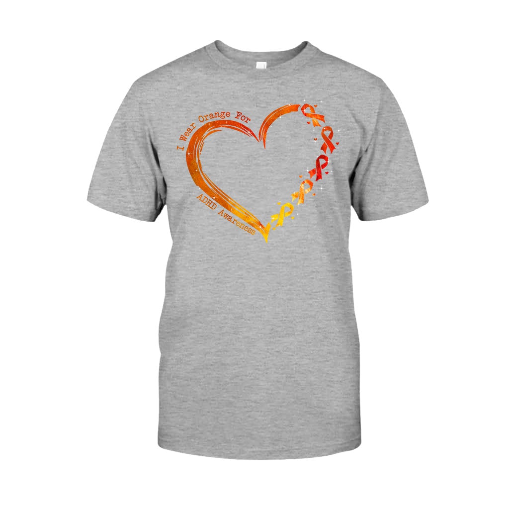 I Wear Orange For Someone I Love Heart - ADHD Awareness Personalized T-shirt And Hoodie