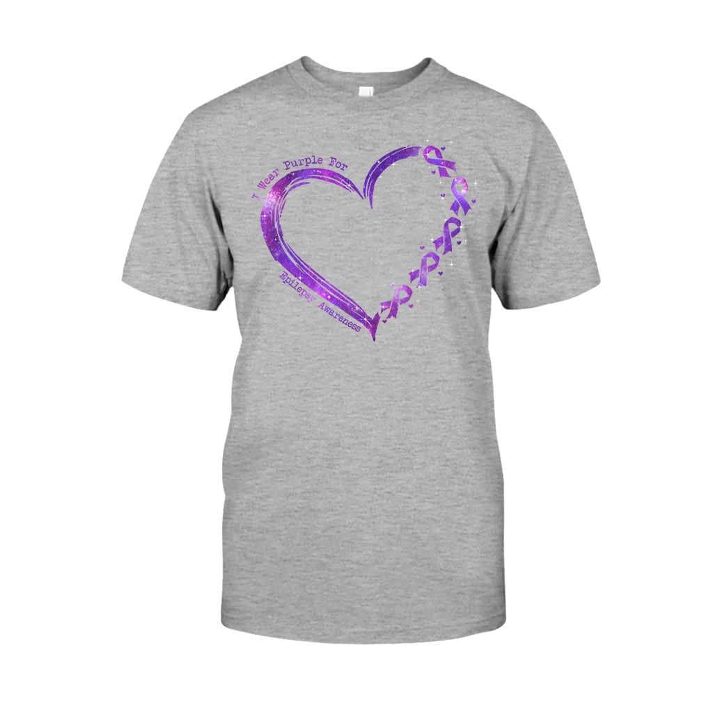 I Wear Purple For Someone I Love Heart - Epilepsy Awareness Personalized T-shirt And Hoodie