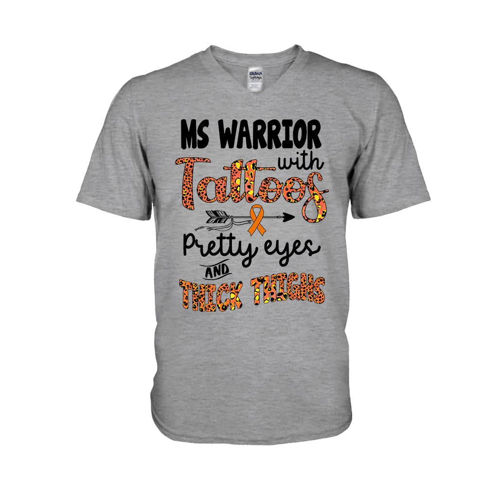 Ms Warrior With Tattoos - Multiple Sclerosis Awareness T-shirt And Hoodie 092021