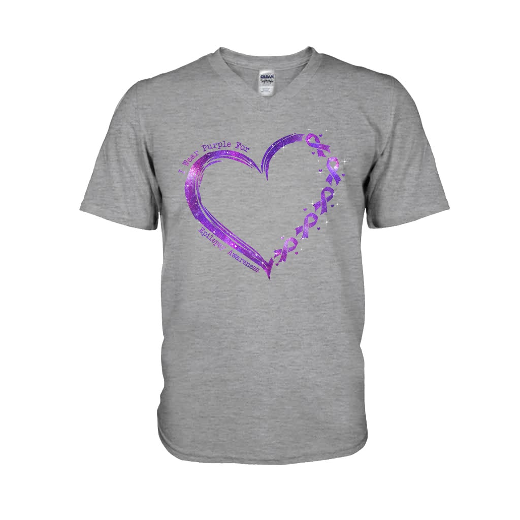 I Wear Purple For Someone I Love Heart - Epilepsy Awareness Personalized T-shirt And Hoodie