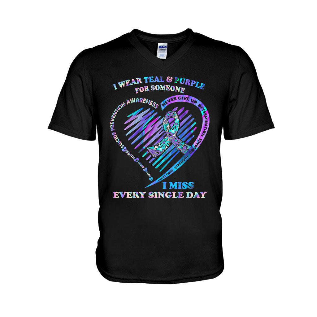 I Wear Teal And Purple - Suicide Prevention T-shirt and Hoodie