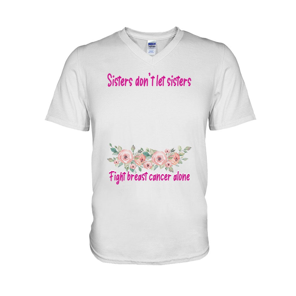 Sisters Don't Let Sisters Fight Cancer Alone - Personalized Breast Cancer Awareness T-shirt and Hoodie