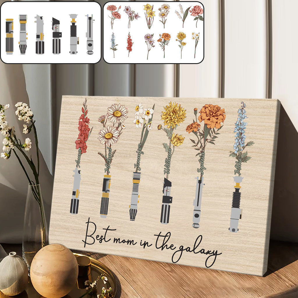 Best Mom Grandma Dad Grandpa In The Galaxy - Personalized Mother Canvas And Poster
