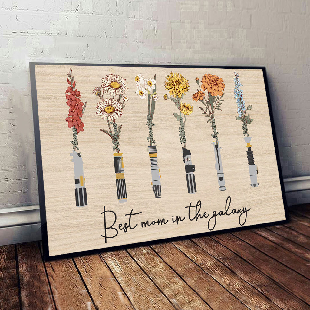 Best Mom Grandma Dad Grandpa In The Galaxy - Personalized Mother Canvas And Poster