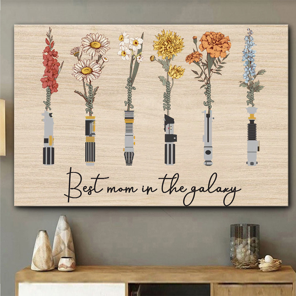 Best Mom Grandma Dad Grandpa In The Galaxy - Personalized Mother Canvas And Poster