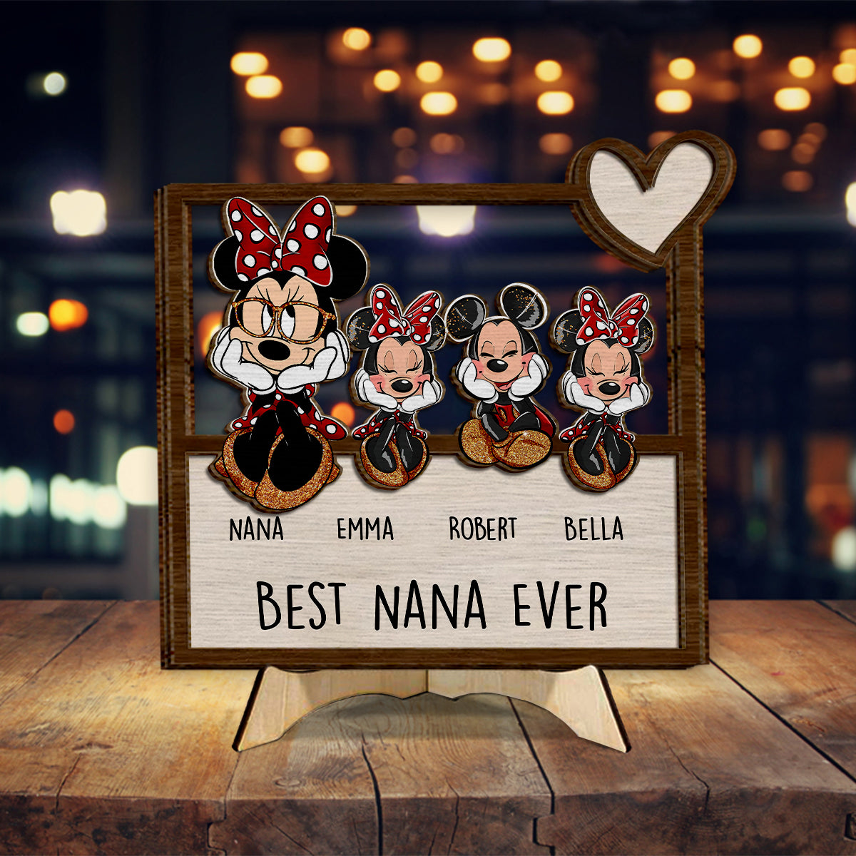 Best Grandma Nana Mother Mom Ever Mouse Ears Magic - Personalized Grandma 2 Layered Wood Sign / Wood Plaque