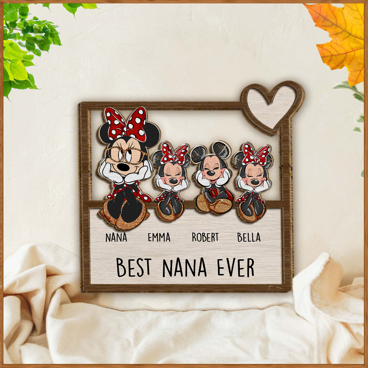 Best Grandma Nana Mother Mom Ever Mouse Ears Magic - Personalized Grandma 2 Layered Wood Sign / Wood Plaque