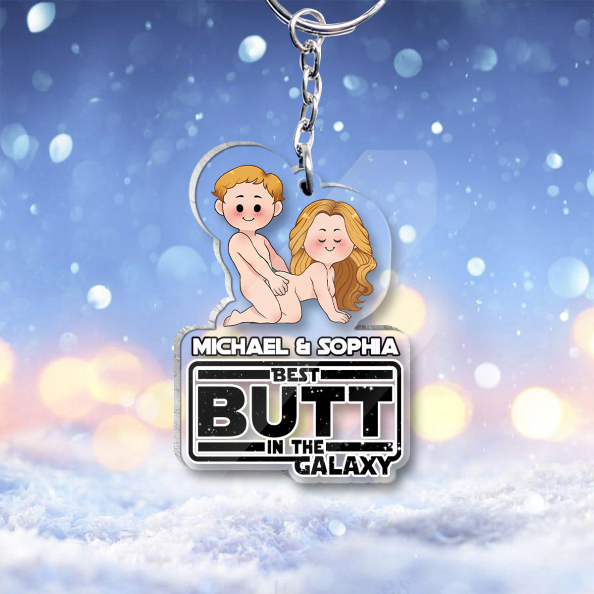 Best Butt In The Galaxy - Personalized The Force Transparent Keychain