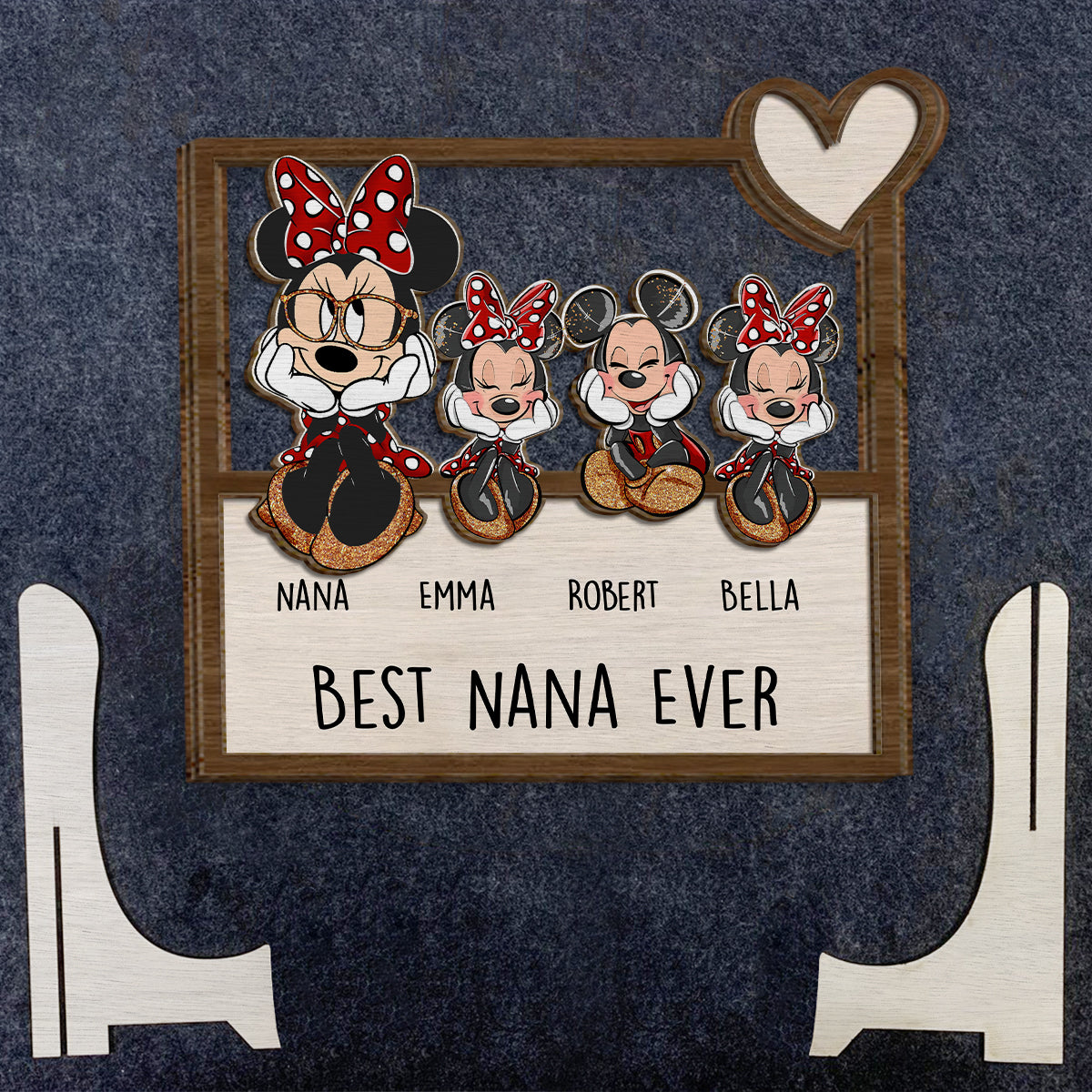 Best Grandma Nana Mother Mom Ever Mouse Ears Magic - Personalized Grandma 2 Layered Wood Sign / Wood Plaque