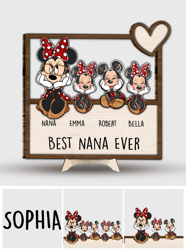 Best Grandma Nana Mother Mom Ever Mouse Ears Magic - Personalized Grandma 2 Layered Wood Sign / Wood Plaque