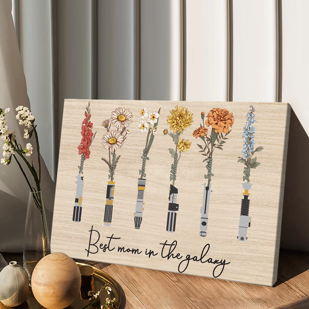 Best Mom Grandma Dad Grandpa In The Galaxy - Personalized Mother Canvas And Poster