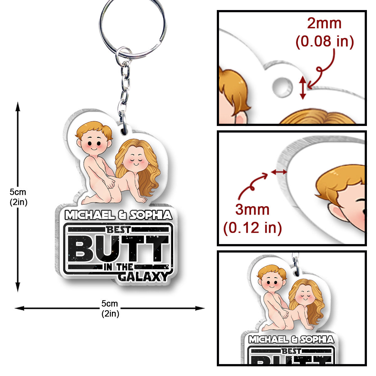 Best Butt In The Galaxy - Personalized The Force Transparent Keychain