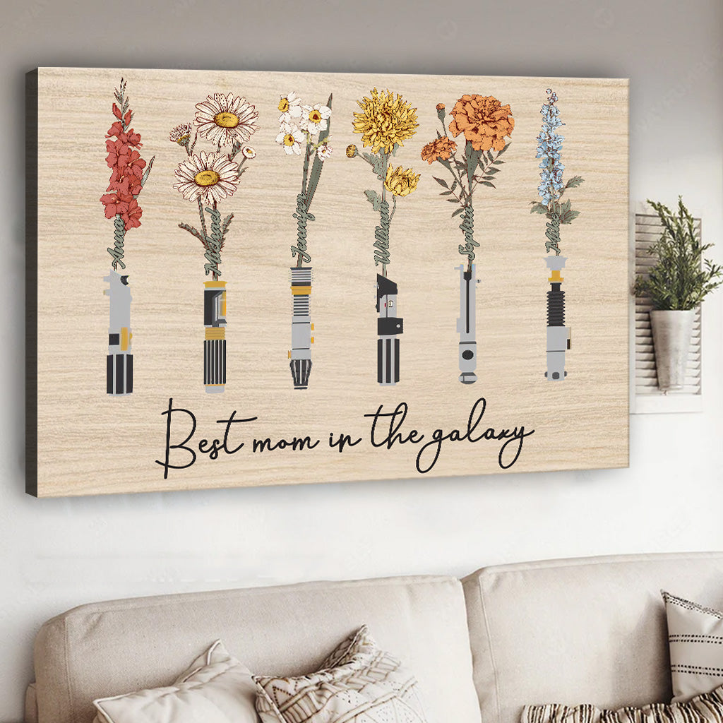Best Mom Grandma Dad Grandpa In The Galaxy - Personalized Mother Canvas And Poster