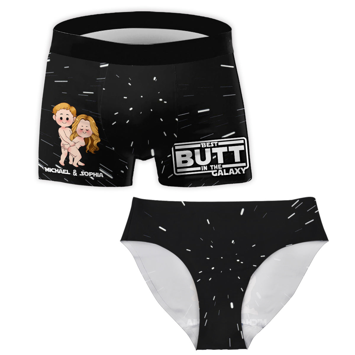 Best Butt In The Galaxy - Personalized Couple Women Briefs & Men Boxer Briefs
