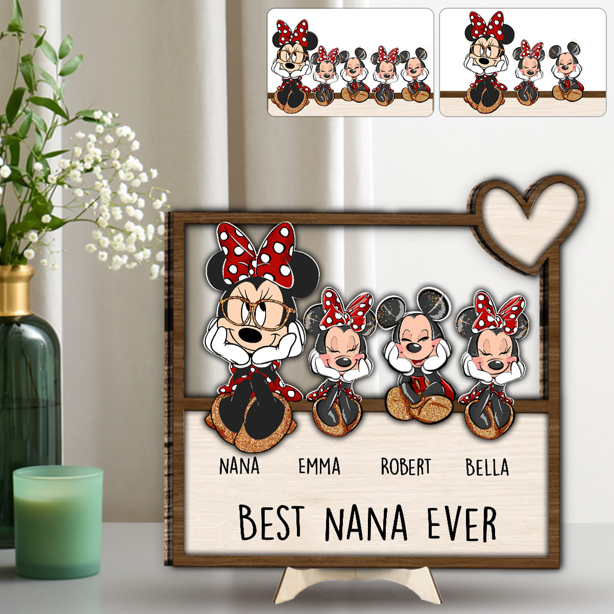 Best Grandma Nana Mother Mom Ever Mouse Ears Magic - Personalized Grandma 2 Layered Wood Sign / Wood Plaque