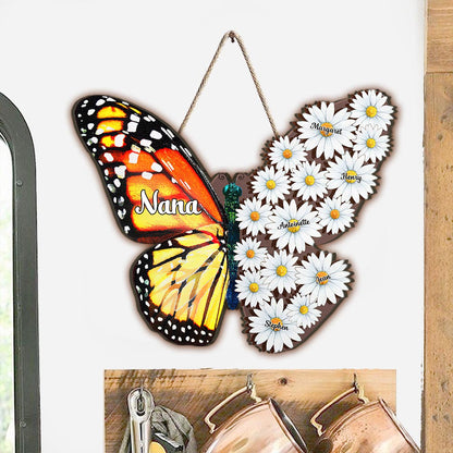 Nana Mom Auntie Family Butterfly - Personalized Mother's Day Mother Wood Sign