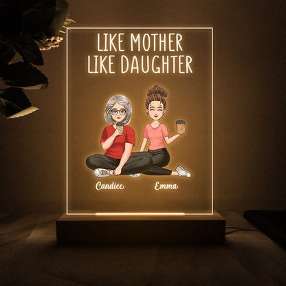 Like Mother Like Daughter - Personalized Mother's day Mother Shaped Plaque Light Base