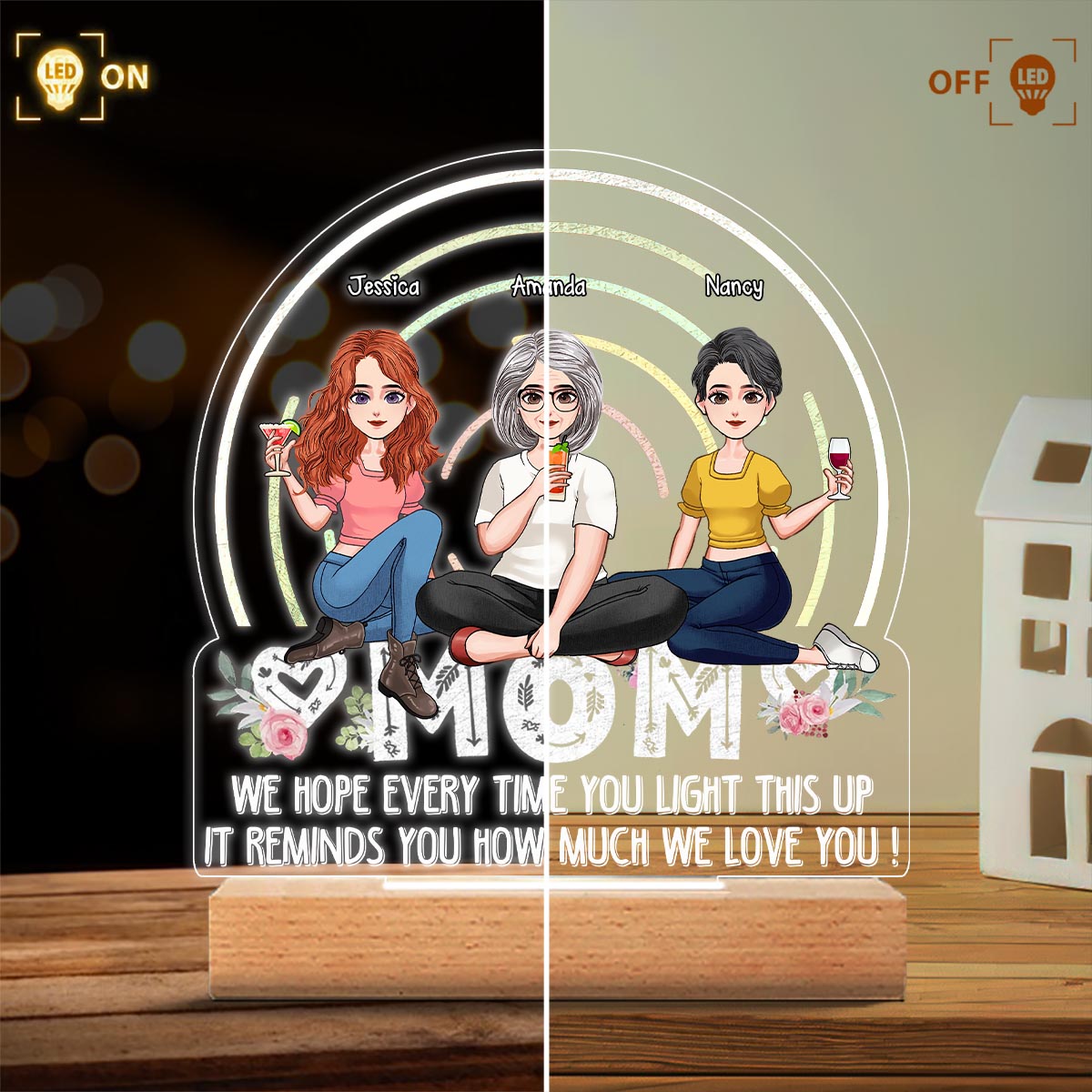 We Hope Every Time You Light - Gift for mom, grandma - Personalized Shaped Plaque Light Base