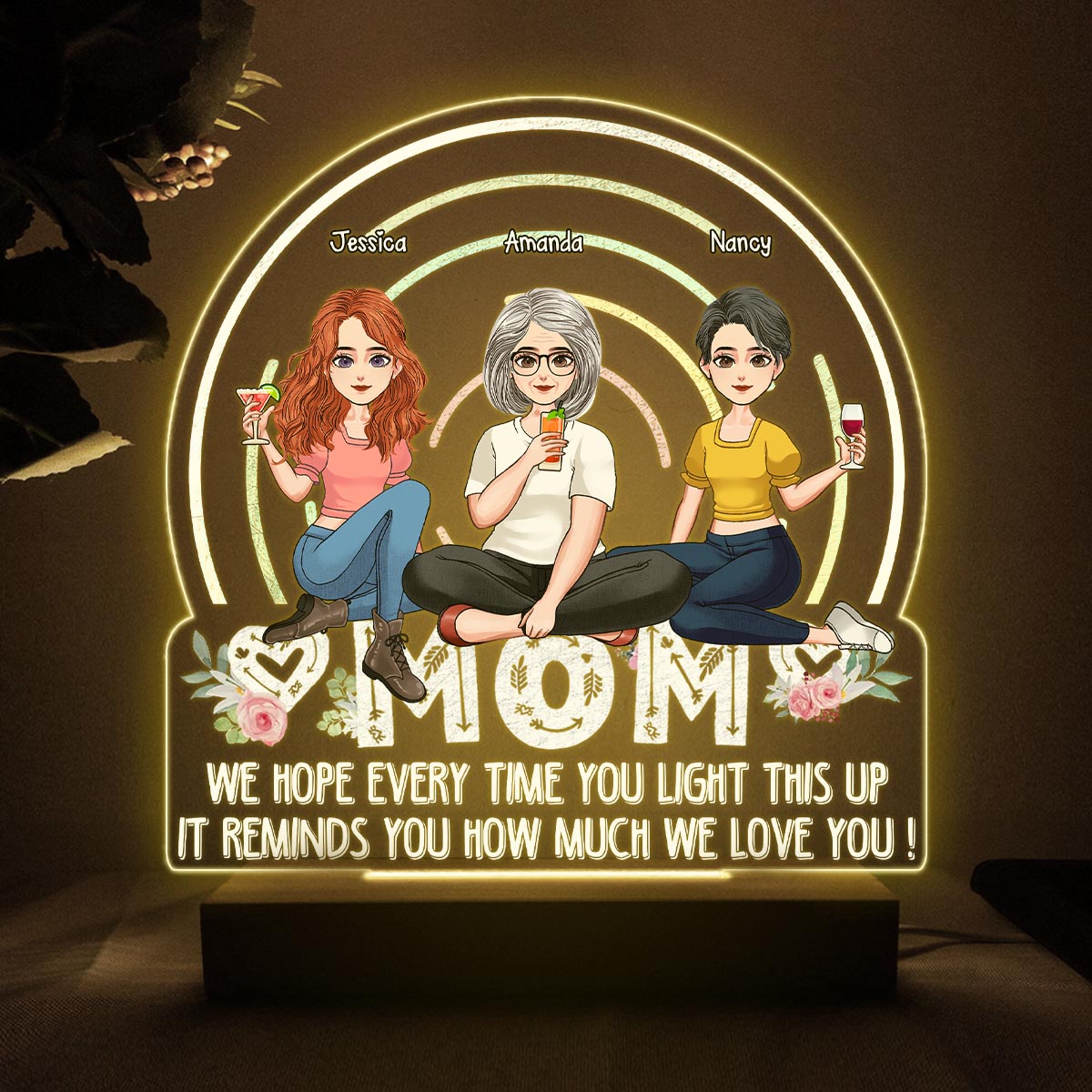 We Hope Every Time You Light - Gift for mom, grandma - Personalized Shaped Plaque Light Base