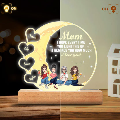 We Love You - Personalized Mother's Day Mother Shaped Plaque Light Base