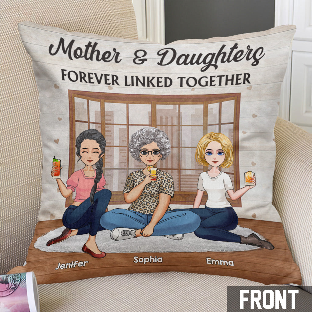 Mother & Daughter Forever Linked Together - Personalized Mother's Day Mother Throw Pillow