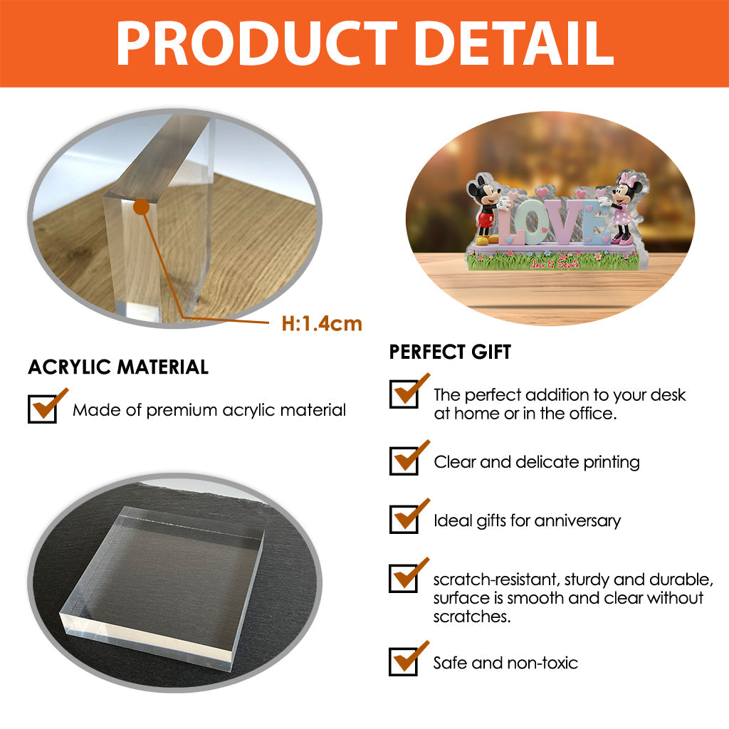 I Love You Mouse Couple - Personalized Couple Custom Shaped Acrylic Plaque