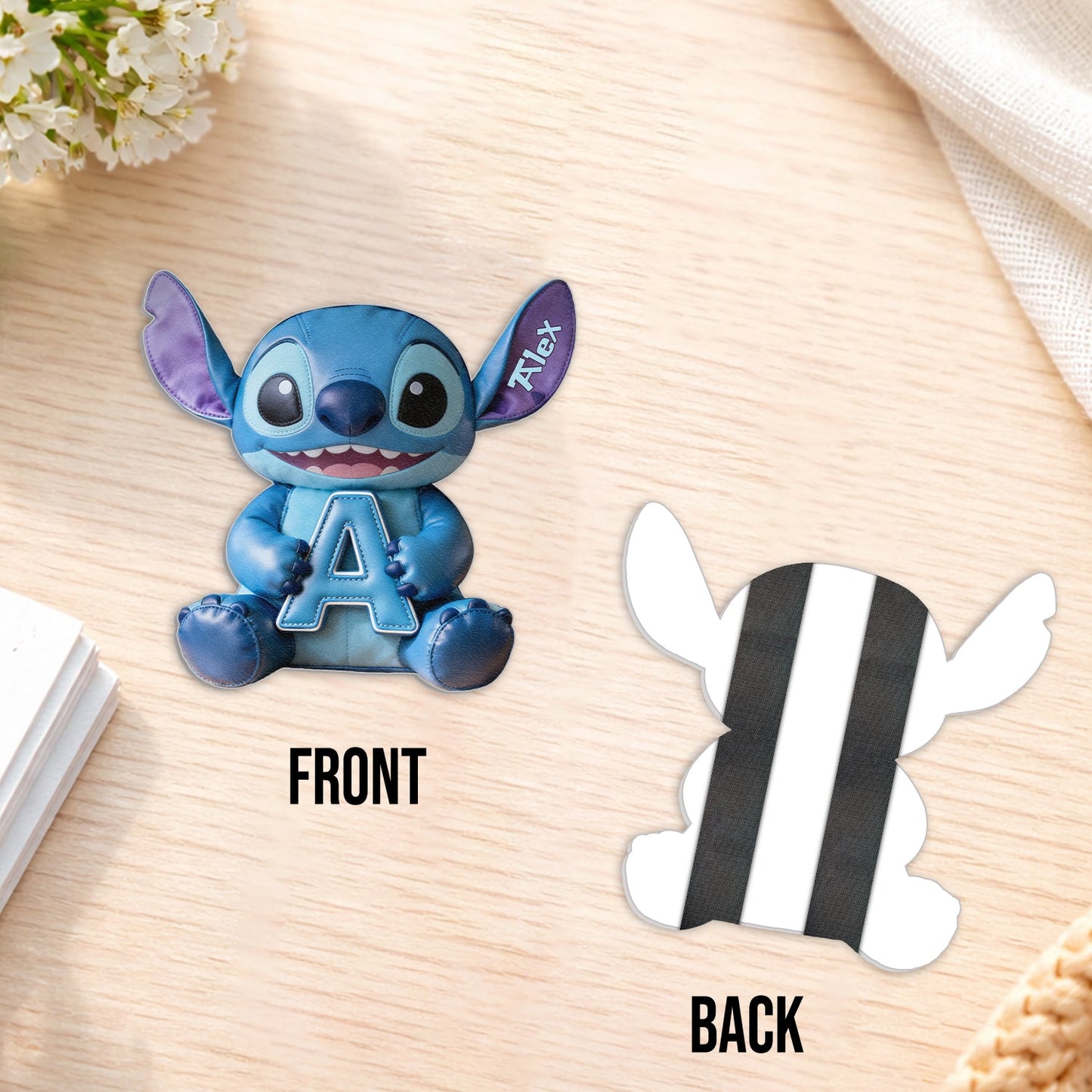 Cute Blue Alien & Letter - Personalized Ohana Changeable Leather Patch Backpack