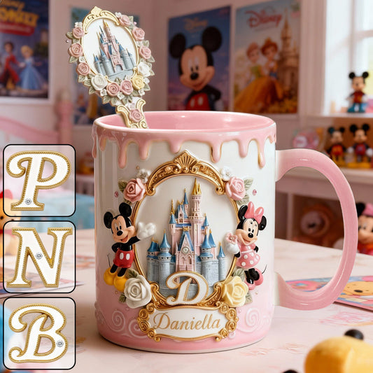 Custom Initial Magic Castle - Personalized Mouse Set Accent Mug with Acrylic Stirres