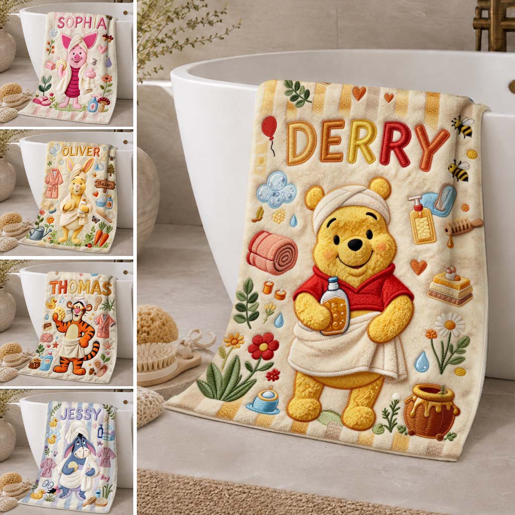 Bathing Time - Personalized Yellow Bear Quick-dry Beach Towel/ Bath Towel