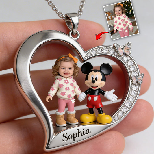 Custom Any Photo - Personalized Mouse Shaped Metal Pendant Necklace