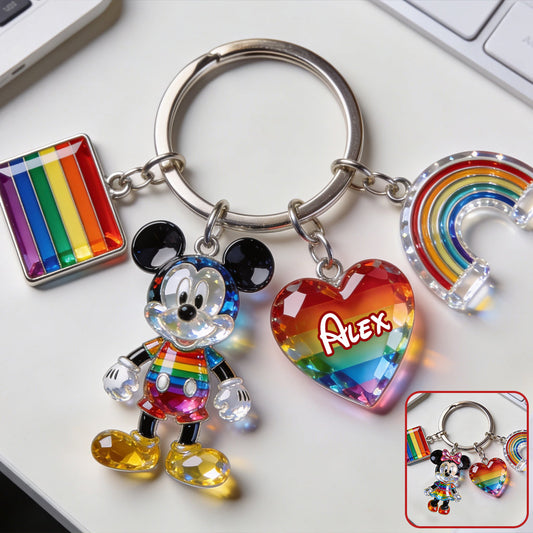 Love Is Love Pride Month - Personalized LGBT Support Premium Keychain With Charms