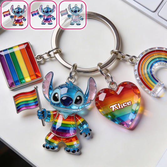 Love Is Love Pride Month - Personalized LGBT Support Premium Keychain With Charms