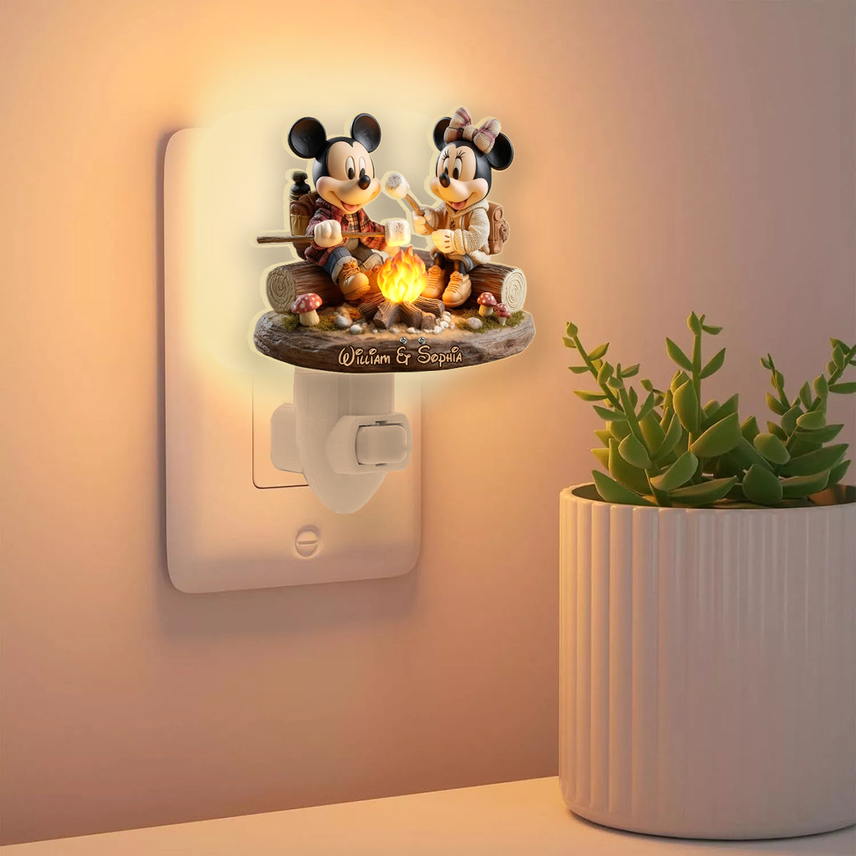 Love Camping Mouse Couple - Personalized Mouse Acrylic Plug-In Night Light