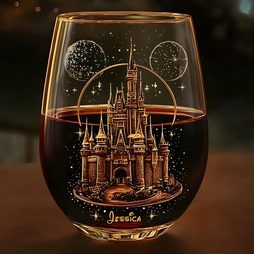 Magical Castle - Personalized Mouse All Over Wine Glass