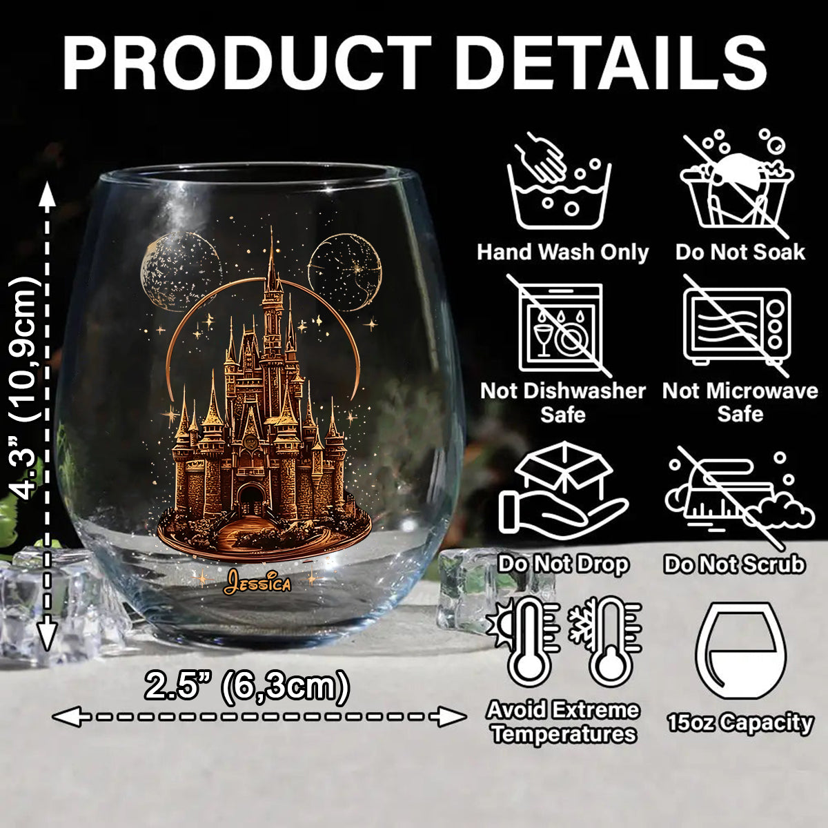 Magical Castle - Personalized Mouse All Over Wine Glass